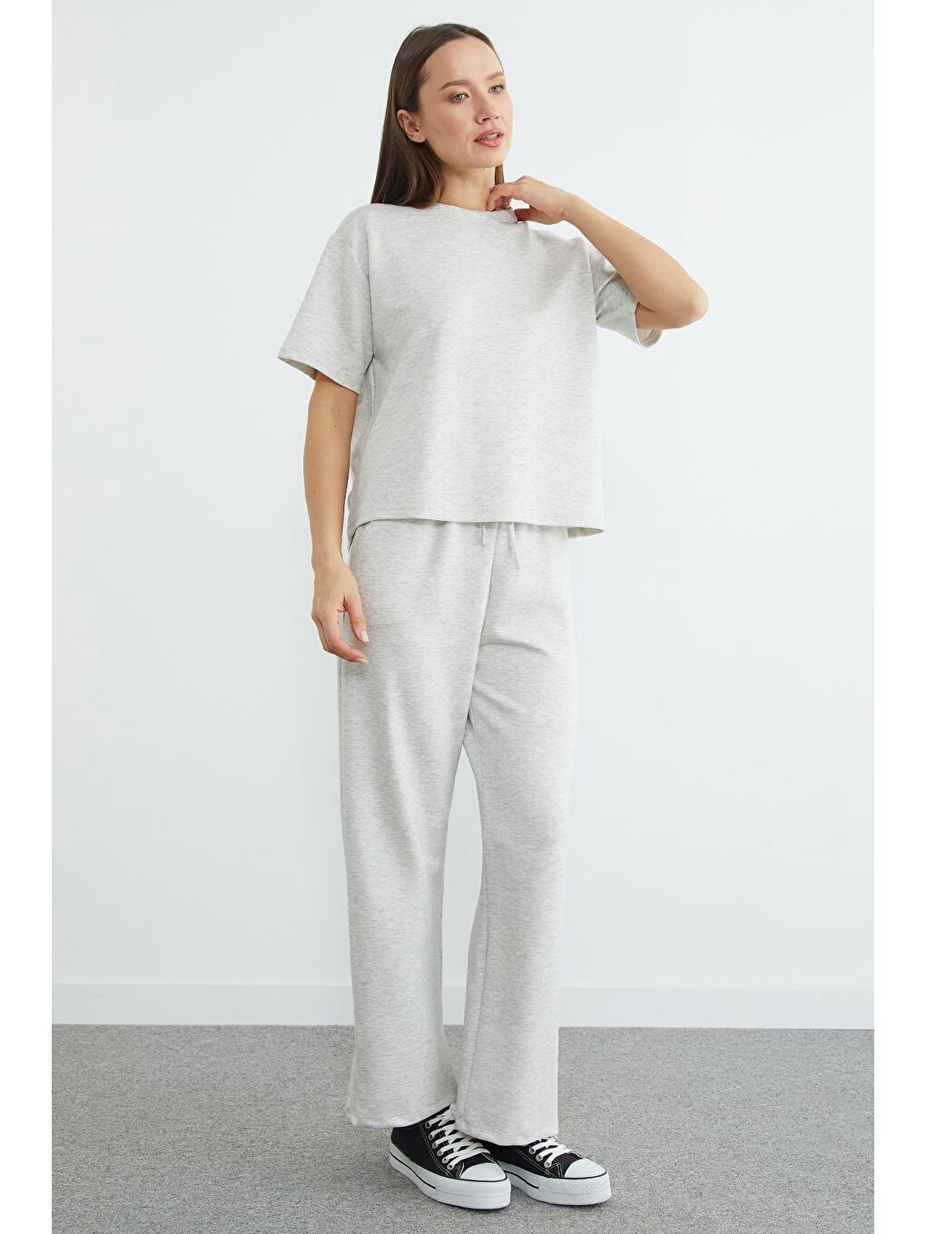 Gri Basic Kısa Kollu Modal 2 Li Takım-3