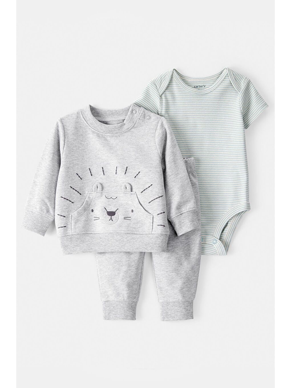 Erkek Bebek Gri 3Lü Hırkalı