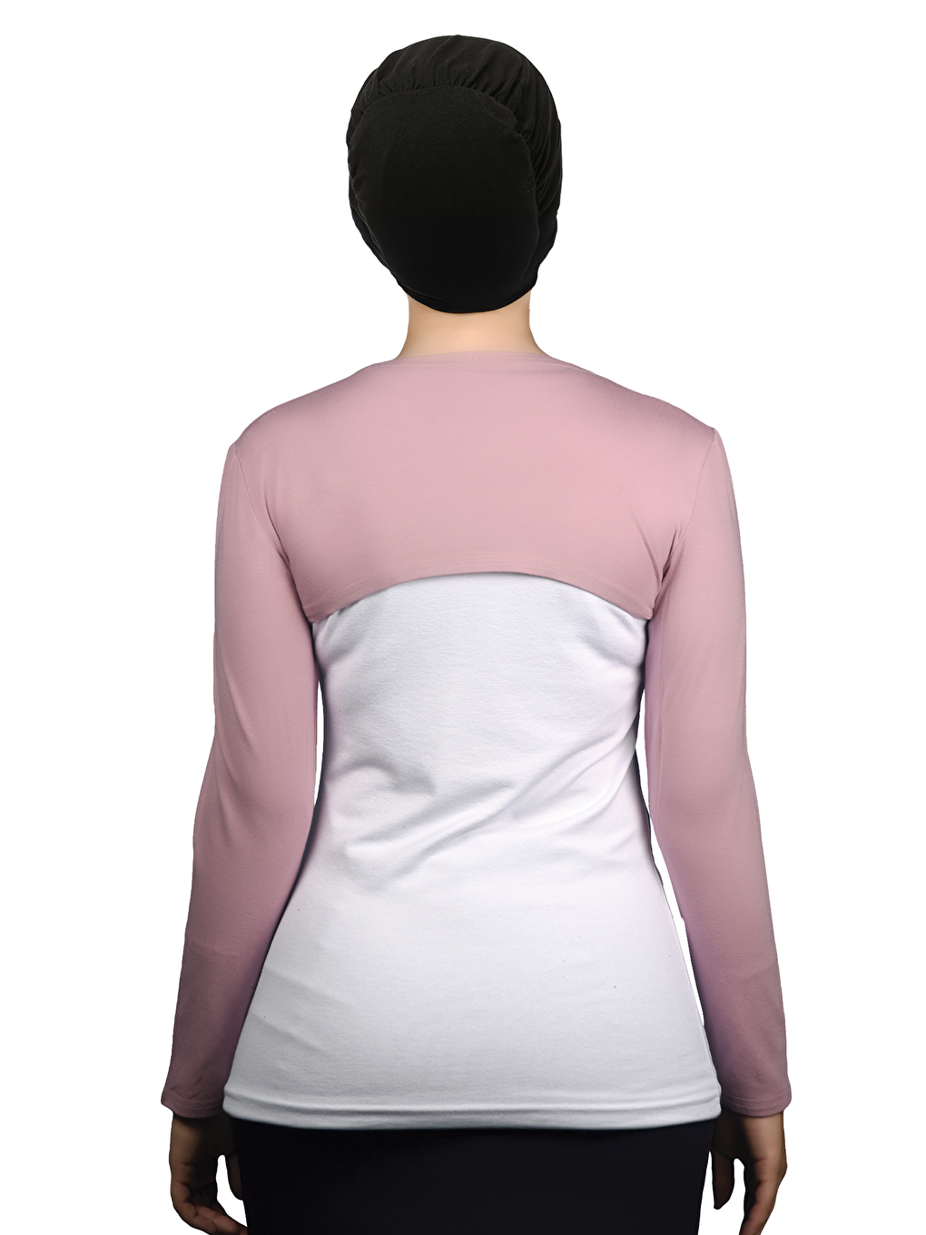 Pembe Uzun Kollu Tesettür Bolero-3