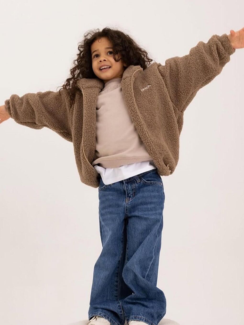 Kız Çocuk Mavi Renk 100% Pamuk Düz Denim Jeans-1