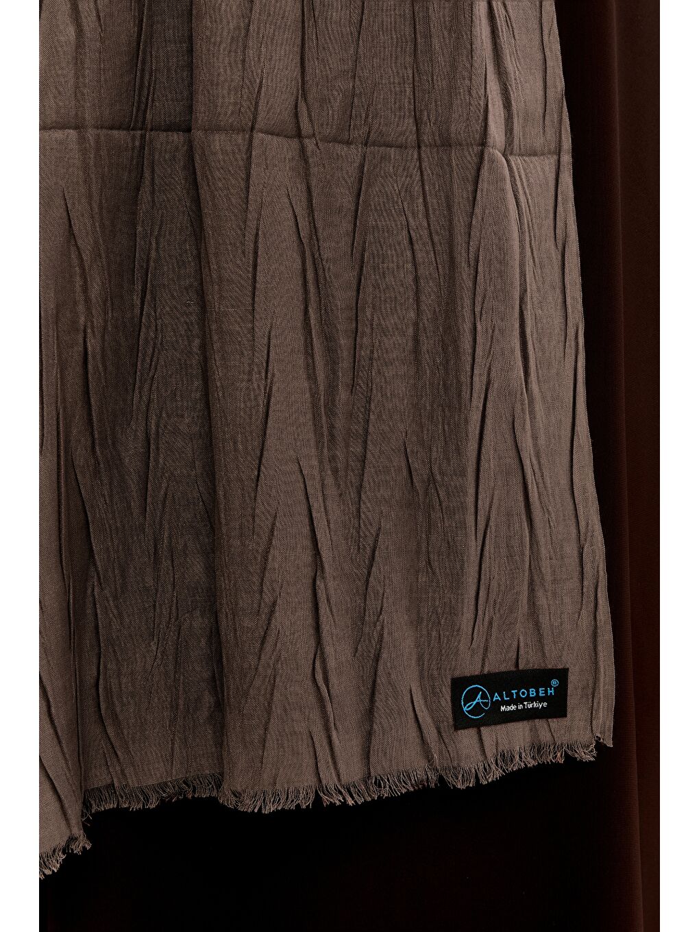 Kahverengi Pliseli Bambu Şal-1