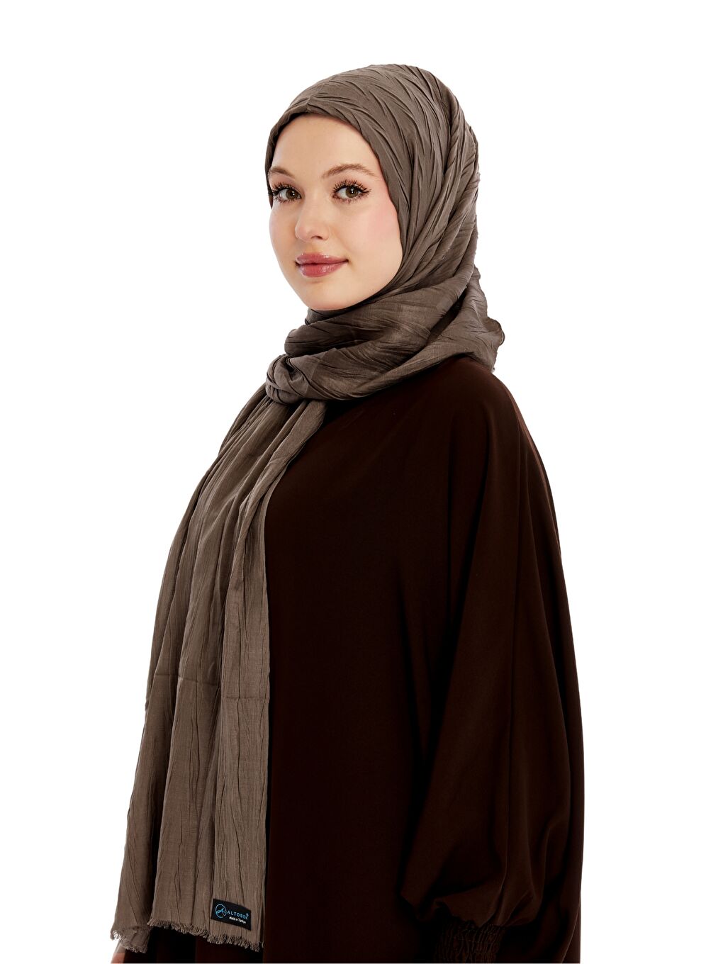 Kahverengi Pliseli Bambu Şal-3