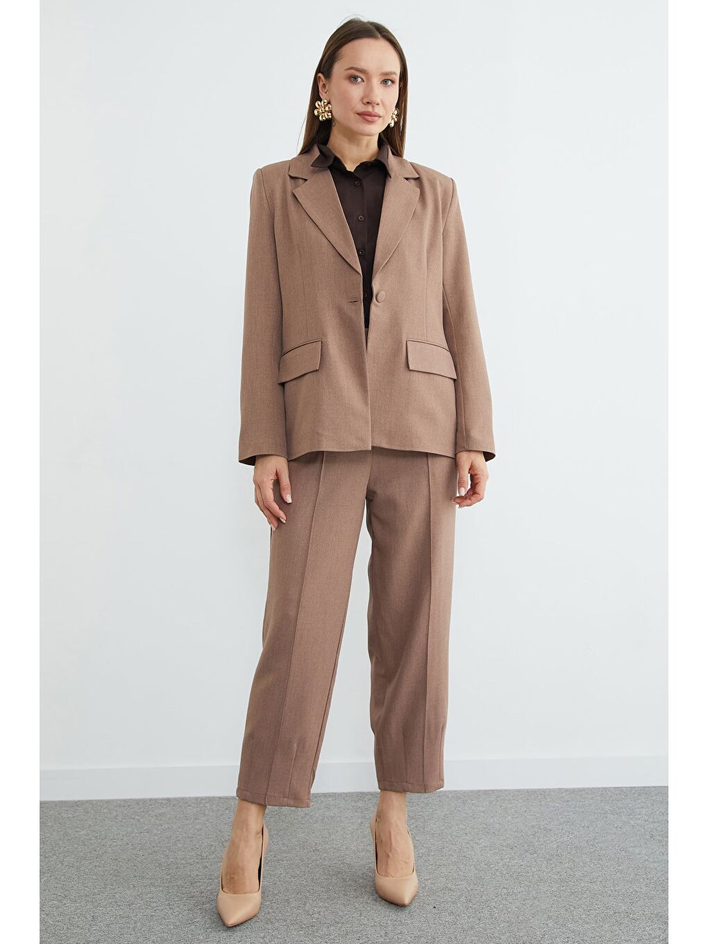 Bej Omuz Vatkalı Çimalı Pensli 2 Li Takım-3