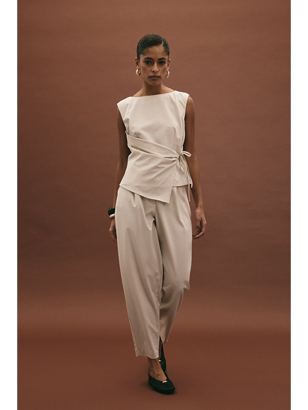 Bej Lena Havuç Pantolon - Taş-3