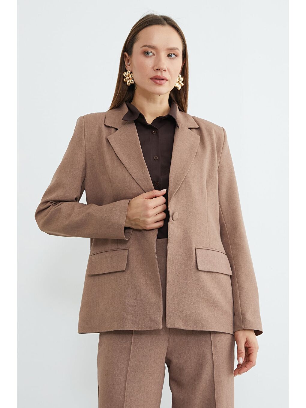 Bej Omuz Vatkalı Çimalı Pensli 2 Li Takım-4