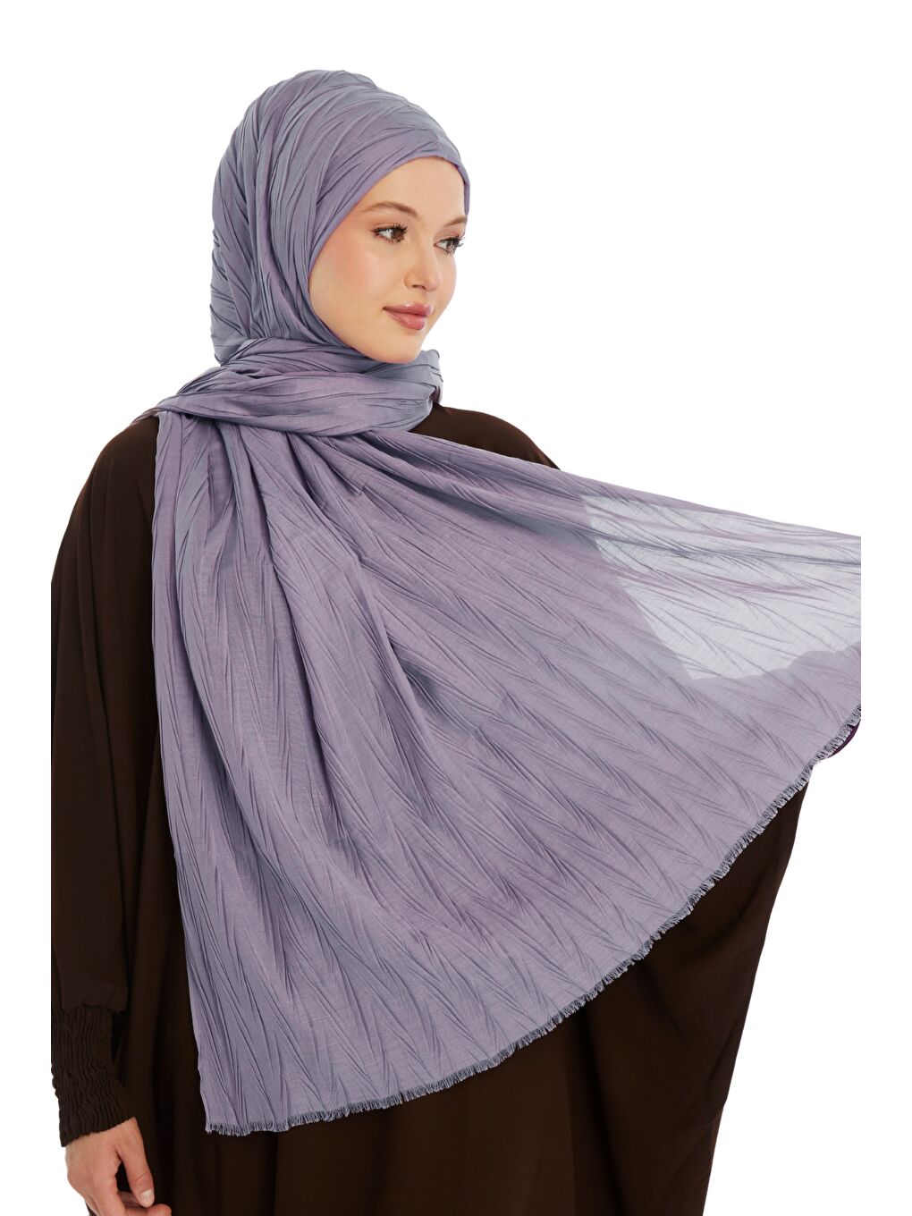 Lila Pliseli Bambu Şal