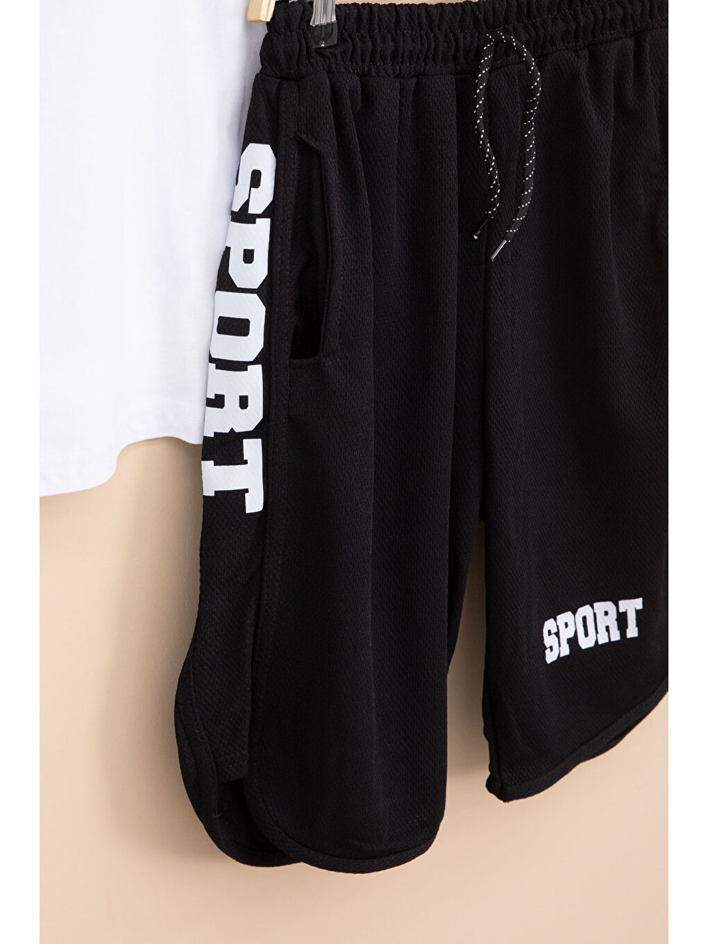 Beyaz Erkek Çocuk Sport Yazı Baskılı Şortlu Takım 21174-3