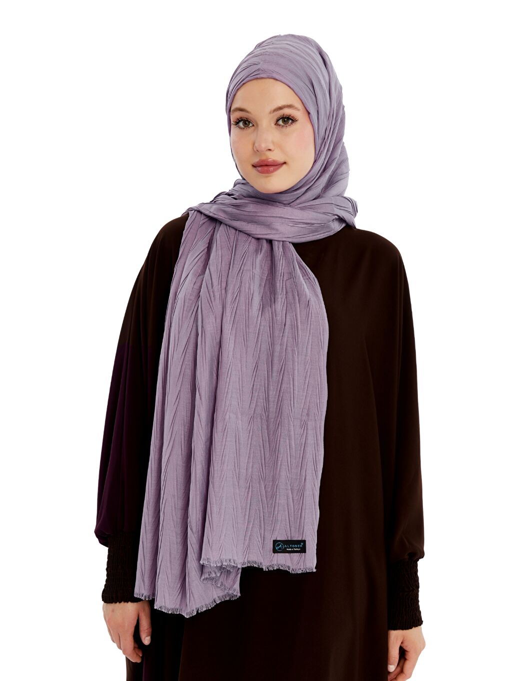 Lila Pliseli Bambu Şal-2