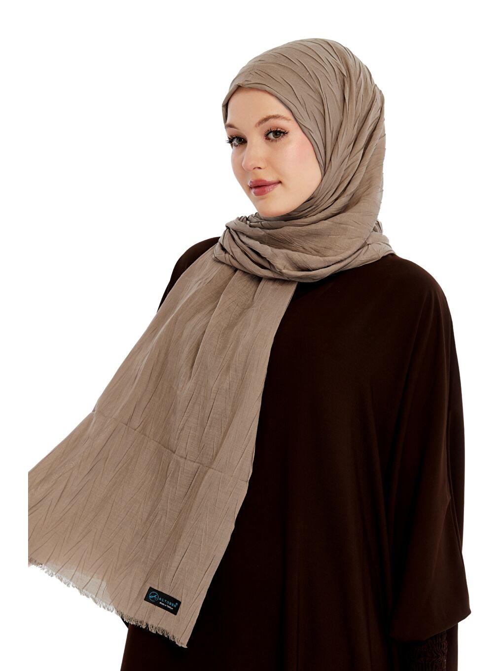 Bej Pliseli Bambu Şal-2