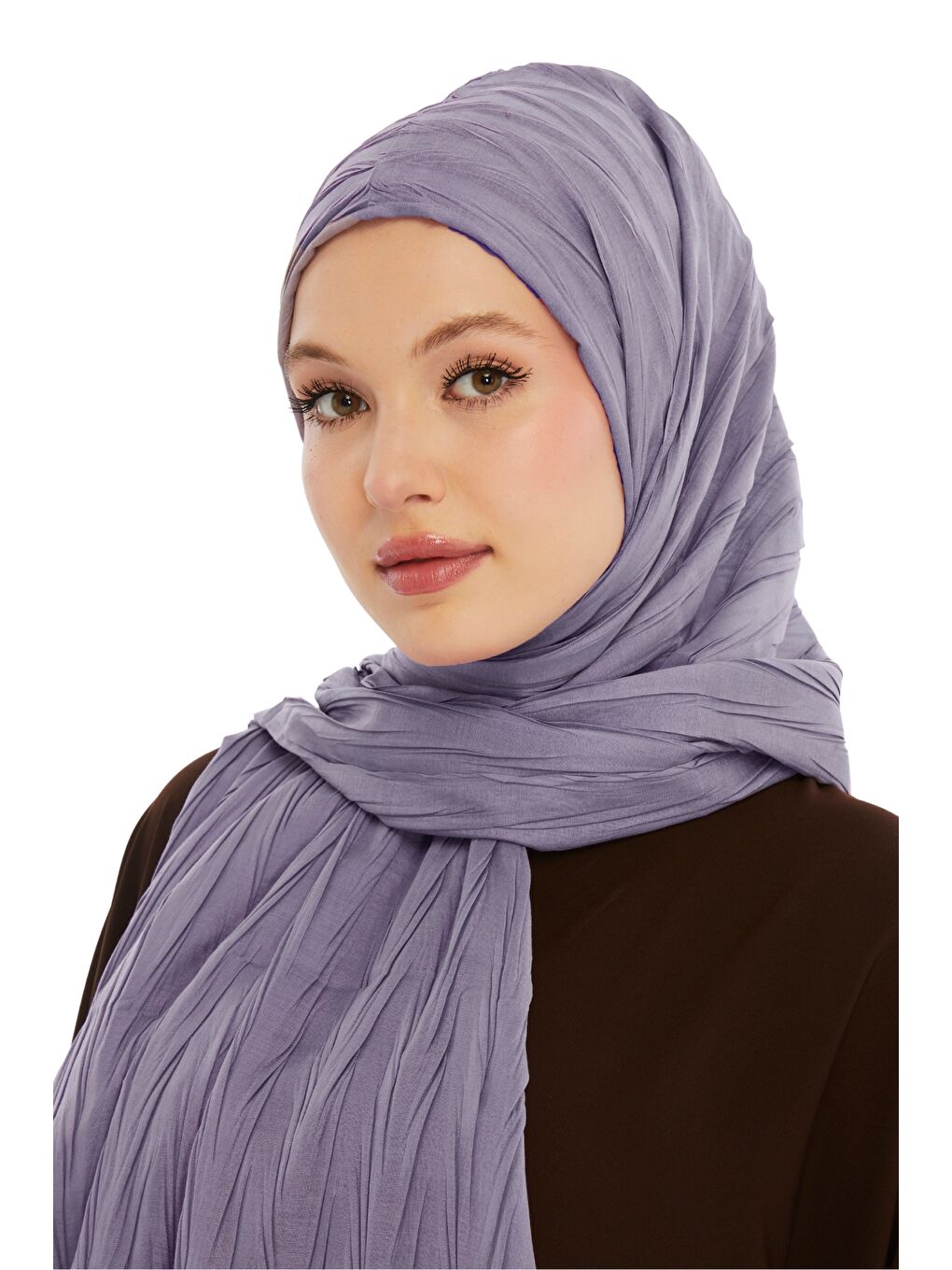 Lila Pliseli Bambu Şal-4