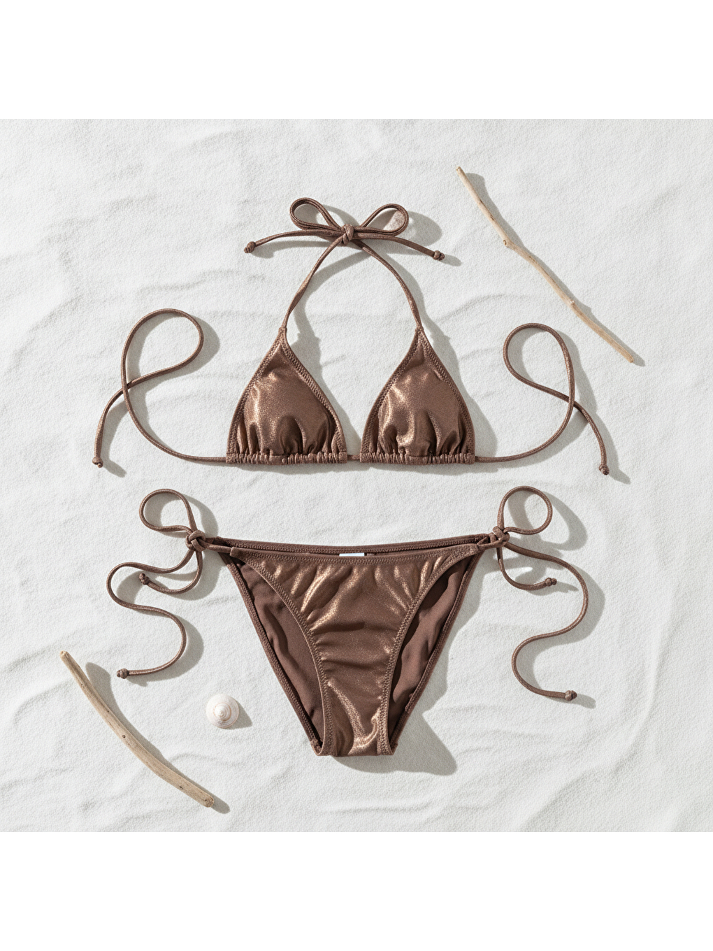 Karışık Kadın Plaj Giyim Kahve Bikini Takım Bb2597-2