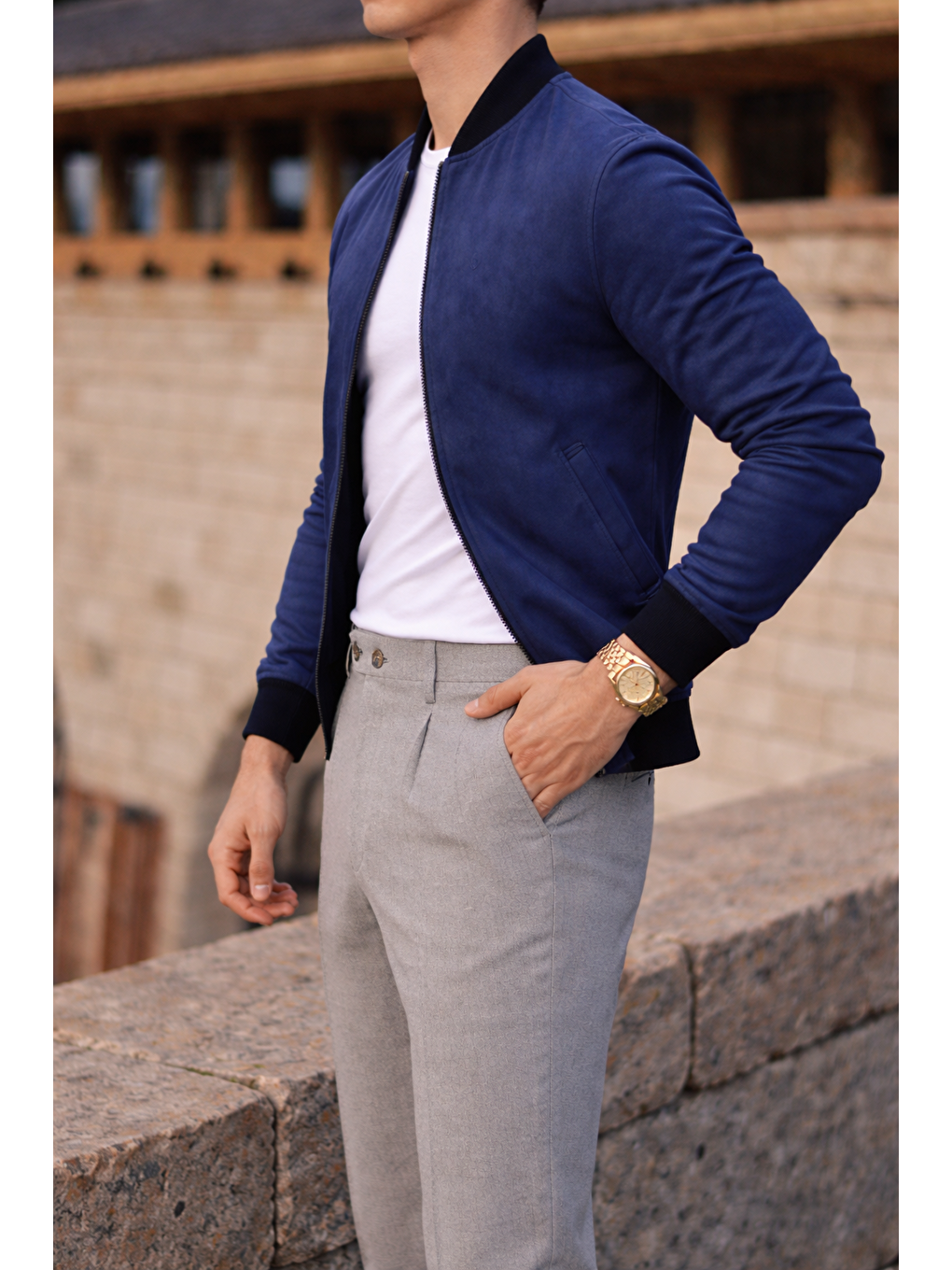 Erkek Smart Casual Lacivert Nubuk Ceket-2