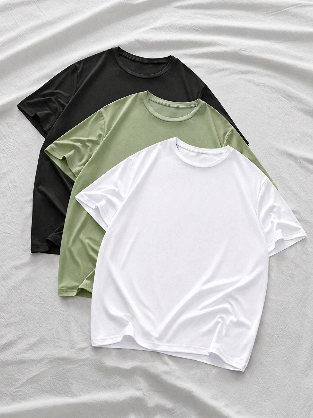 Haki 3 Adet Erkek Yazlık Basic Kısa Kollu Oversize Tişört
