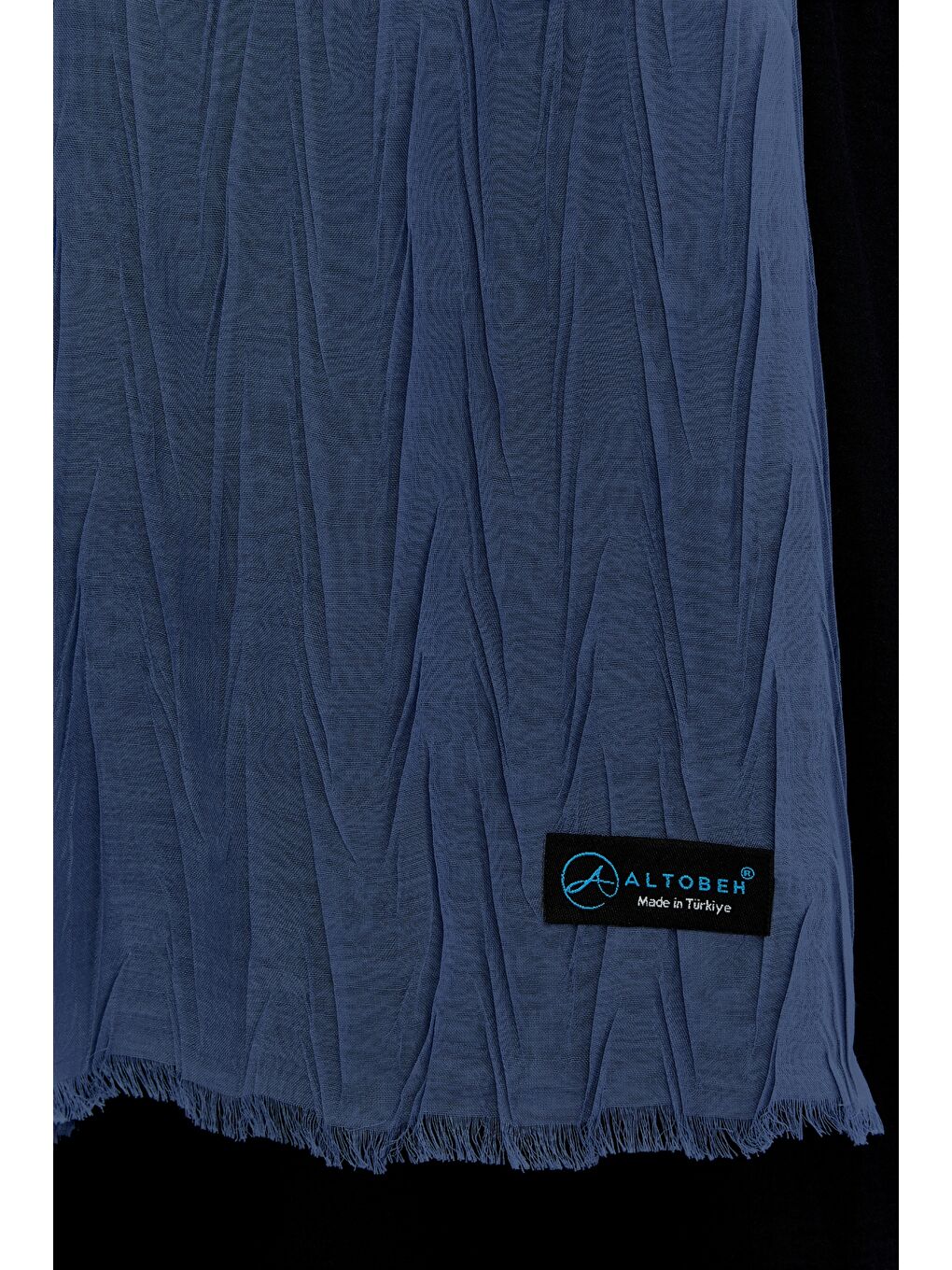 Mavi Pliseli Bambu Şal-1