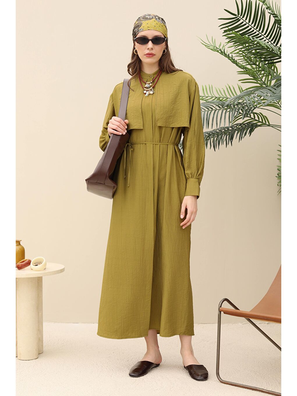 Yeşil Rüzgarlıklı Elbise Olive