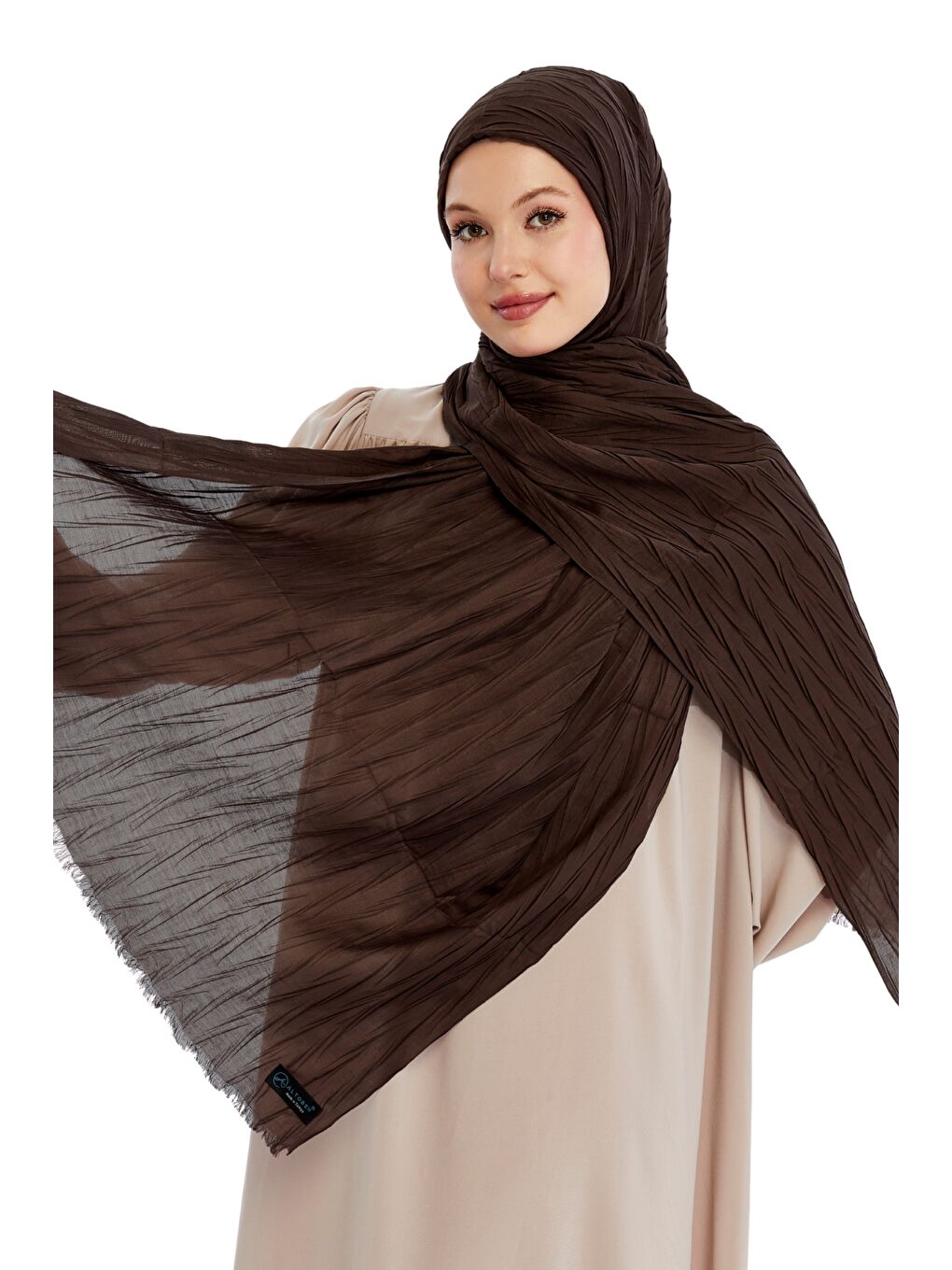 Kahverengi Pliseli Bambu Şal