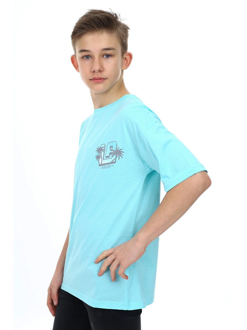 Turkuaz Erkek Çocuk Baskılı Tişört