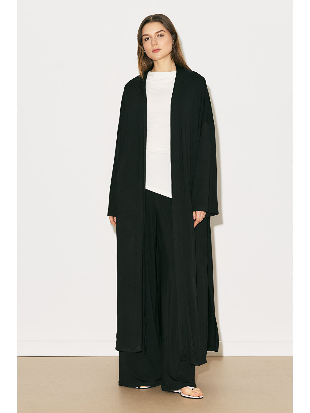 Easy Rahat Uzun Kimono Siyah