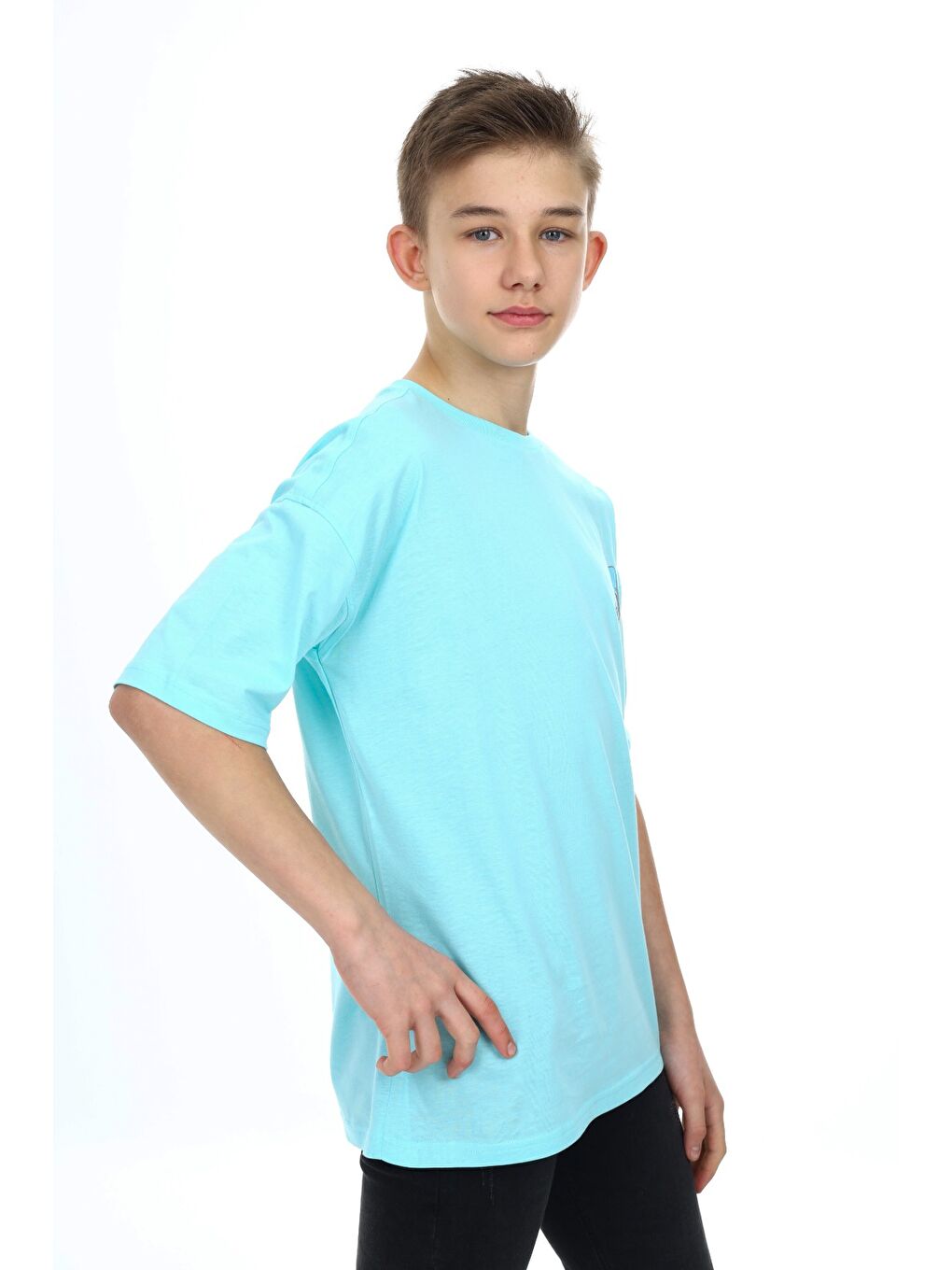 Turkuaz Erkek Çocuk Baskılı Tişört-2