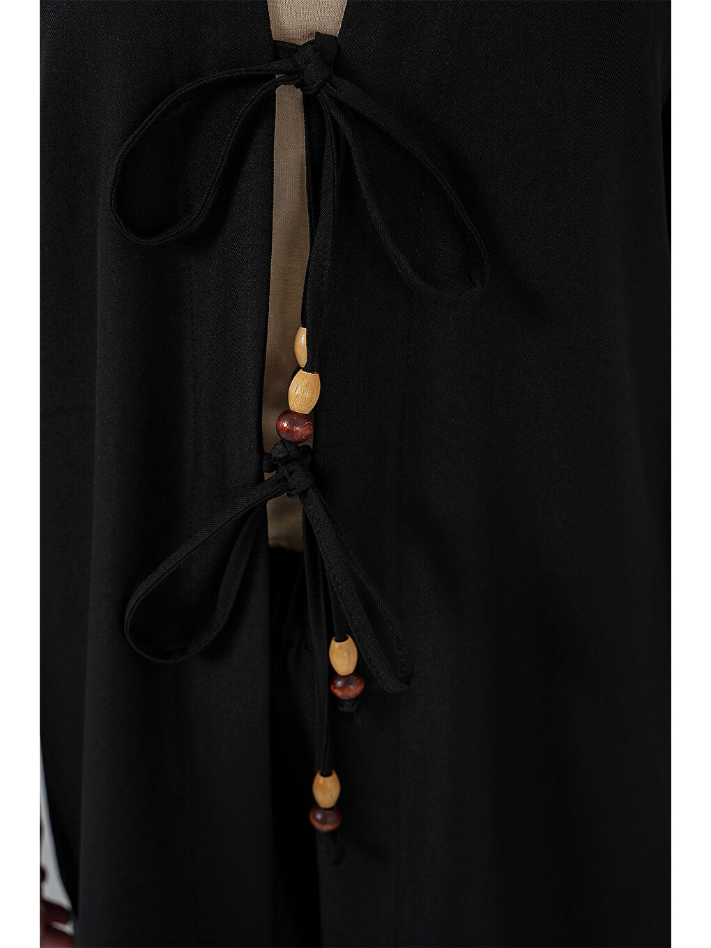 Kadın Keten Kimono İkili Takım 6727 - Siyah-4