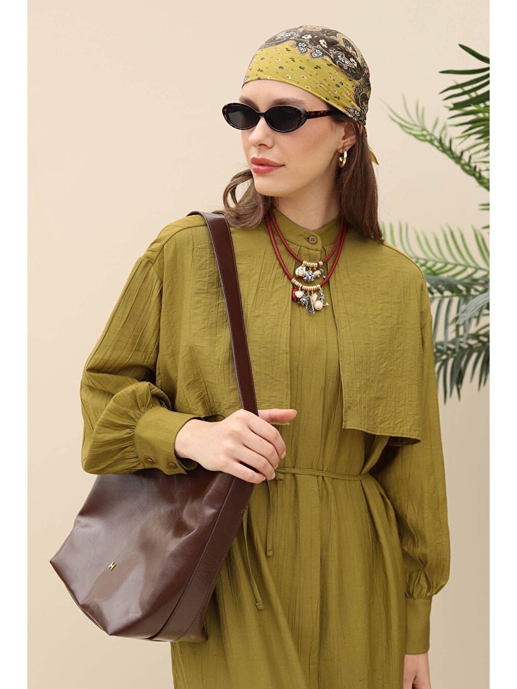 Yeşil Rüzgarlıklı Elbise Olive-1