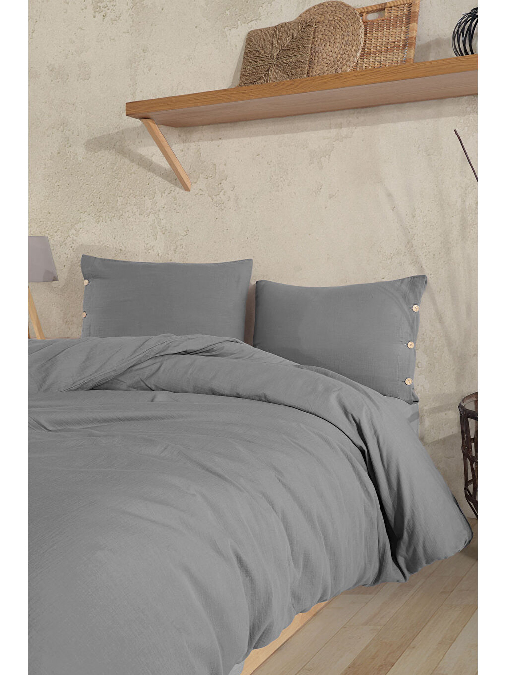 Lina Çift Kişilik Nevresim Takımı 4 Parça Gri-2