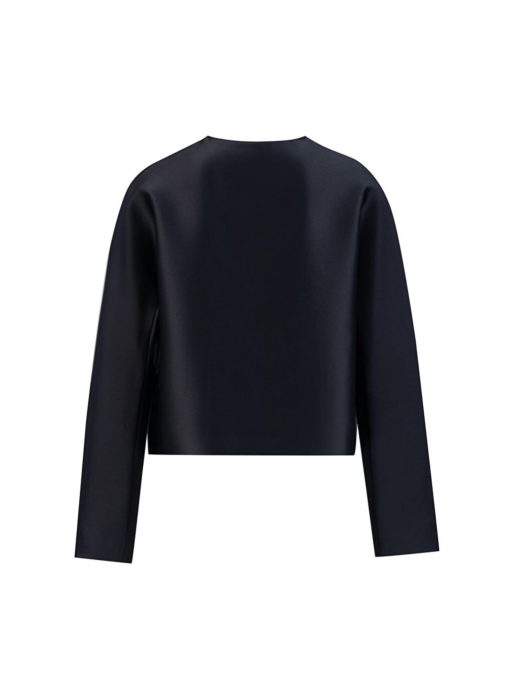 Saten Crop Ceket 24K5700 Siyah-5