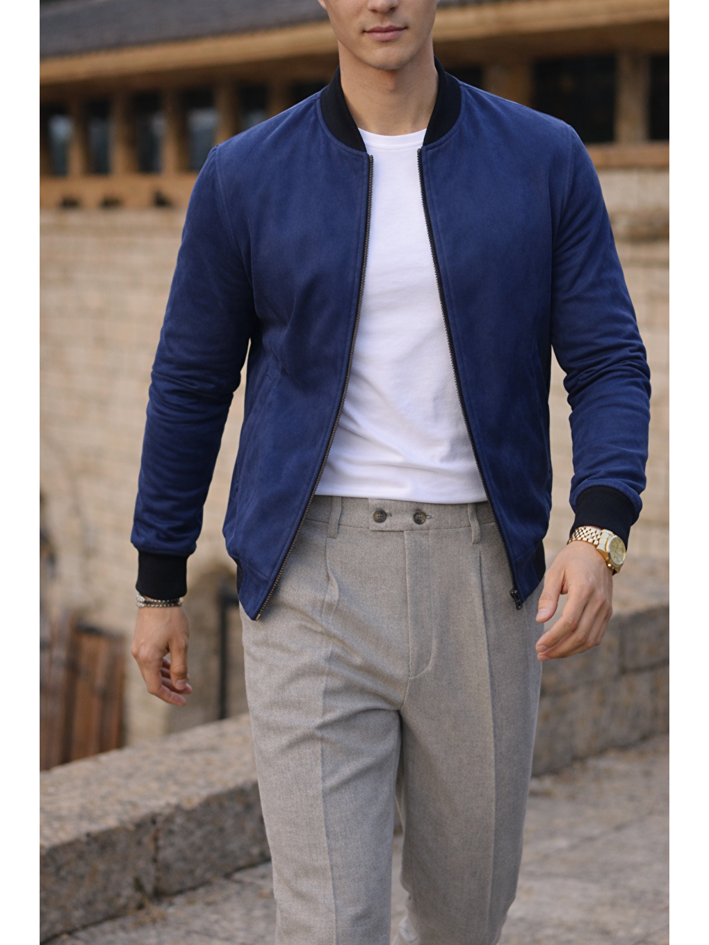 Erkek Smart Casual Lacivert Nubuk Ceket-3