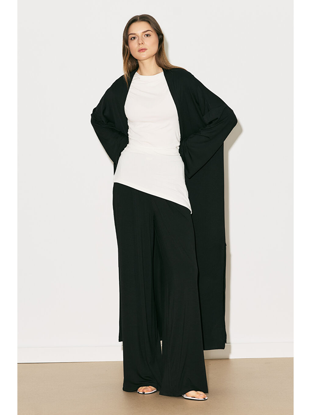 Easy Rahat Uzun Kimono Siyah-1