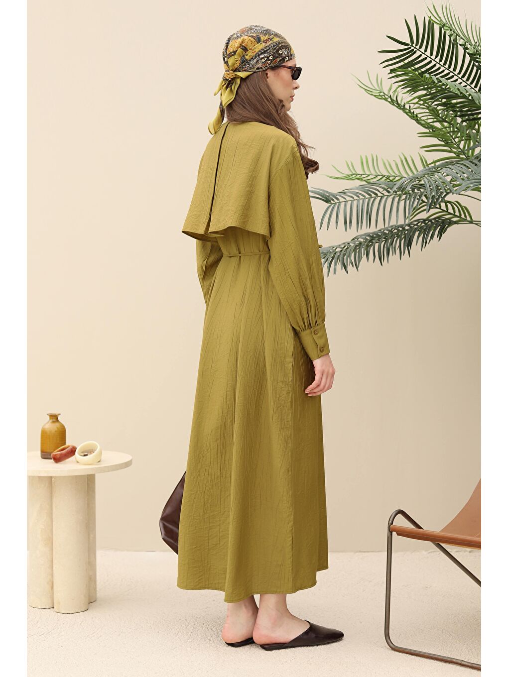 Yeşil Rüzgarlıklı Elbise Olive-2