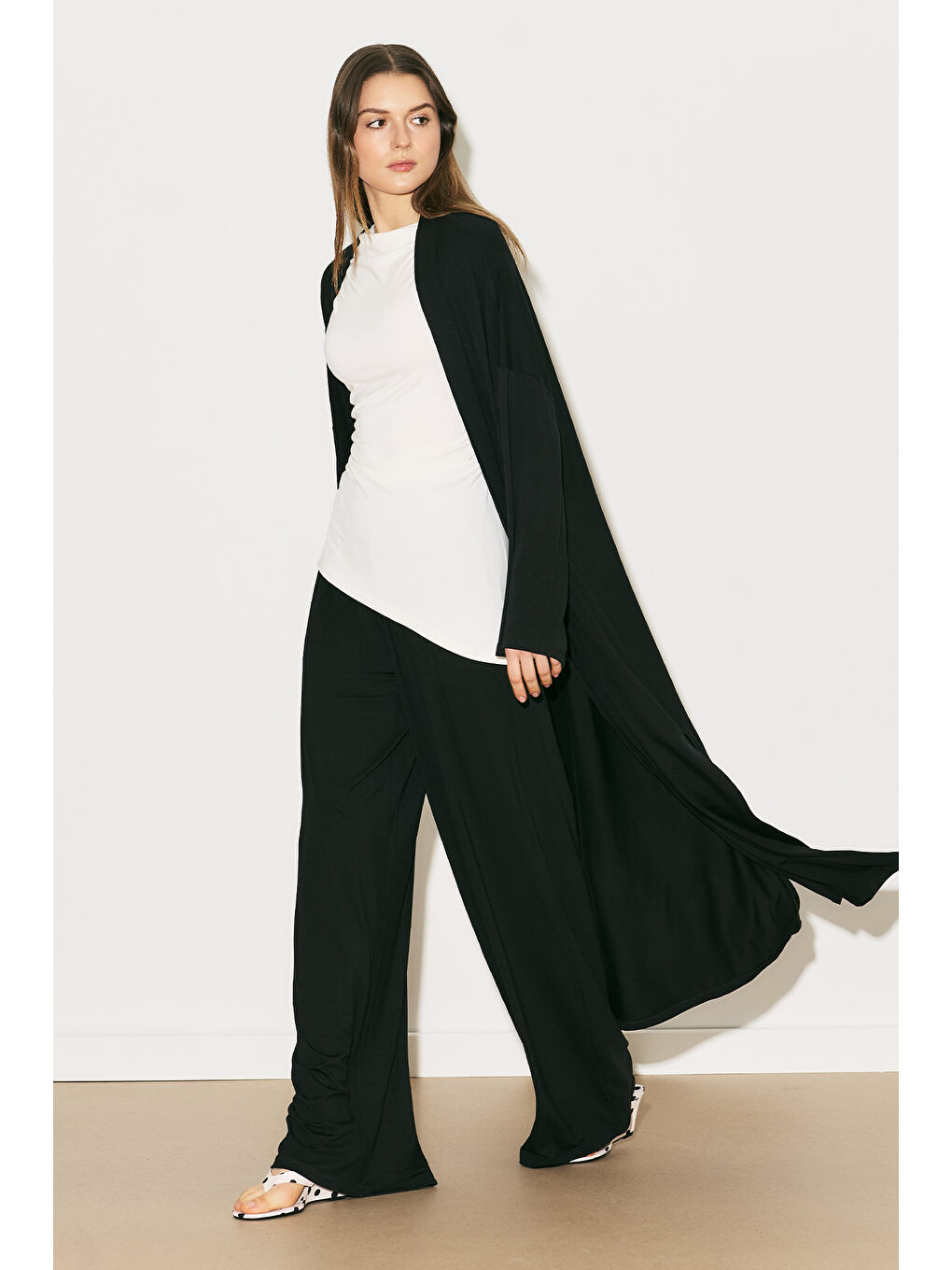 Easy Rahat Uzun Kimono Siyah-2