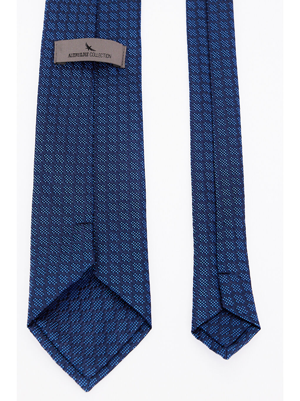 Erkek Lacivert Desenli İpek Kravat-2