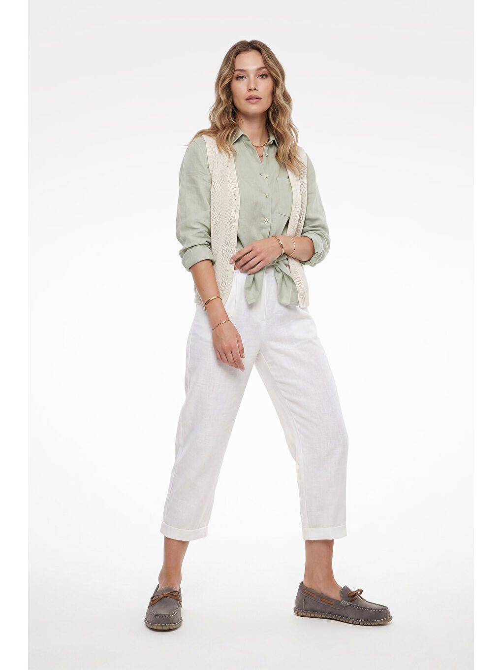 Kahverengi Kadın AÇIK VİZON Fiyonklu Hakiki Deri Comfort Loafer-2