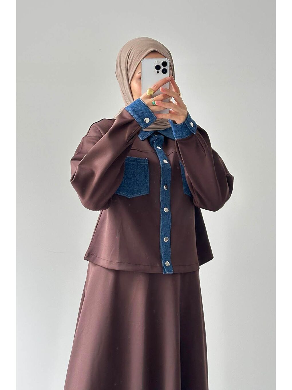 Kahverengi Garnili Scuba Takım Çikolata Kahve-2