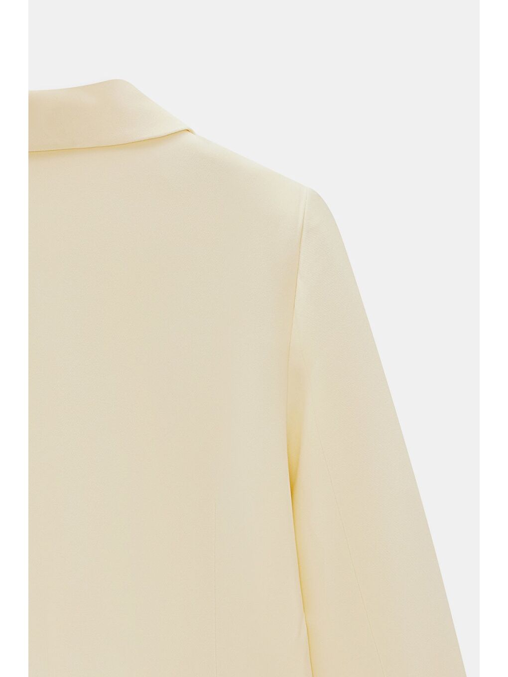 Beyaz Açık Sarı Kadın Oversize Dokuma Uzun Busines Ceket - Kapak Detaylı-3