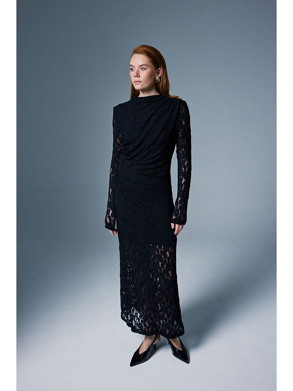 Dantel Elbise - Siyah-1