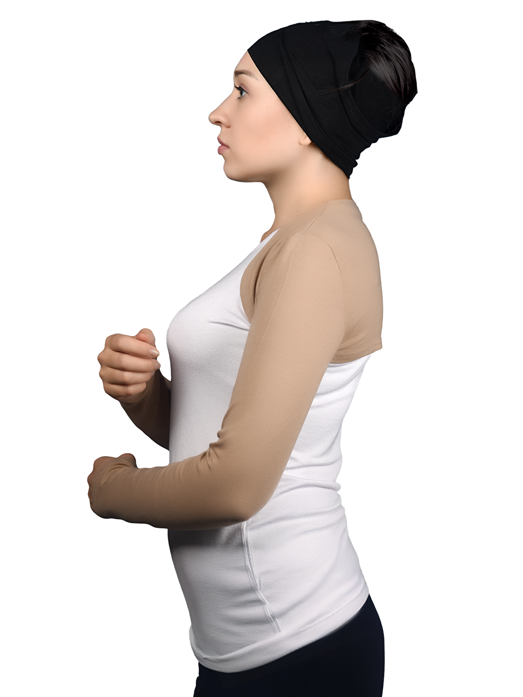 Bej Uzun Kollu Tesettür Bolero-2