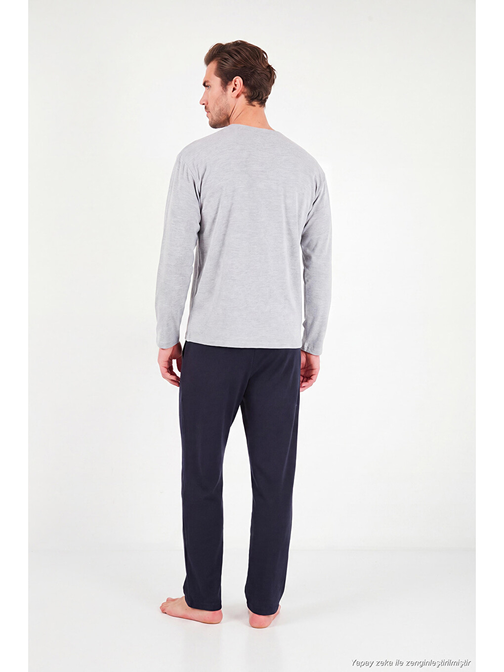 Gri Ultra Soft Düğmeli Bisiklet Yaka Pijama Takımı 6575011-6