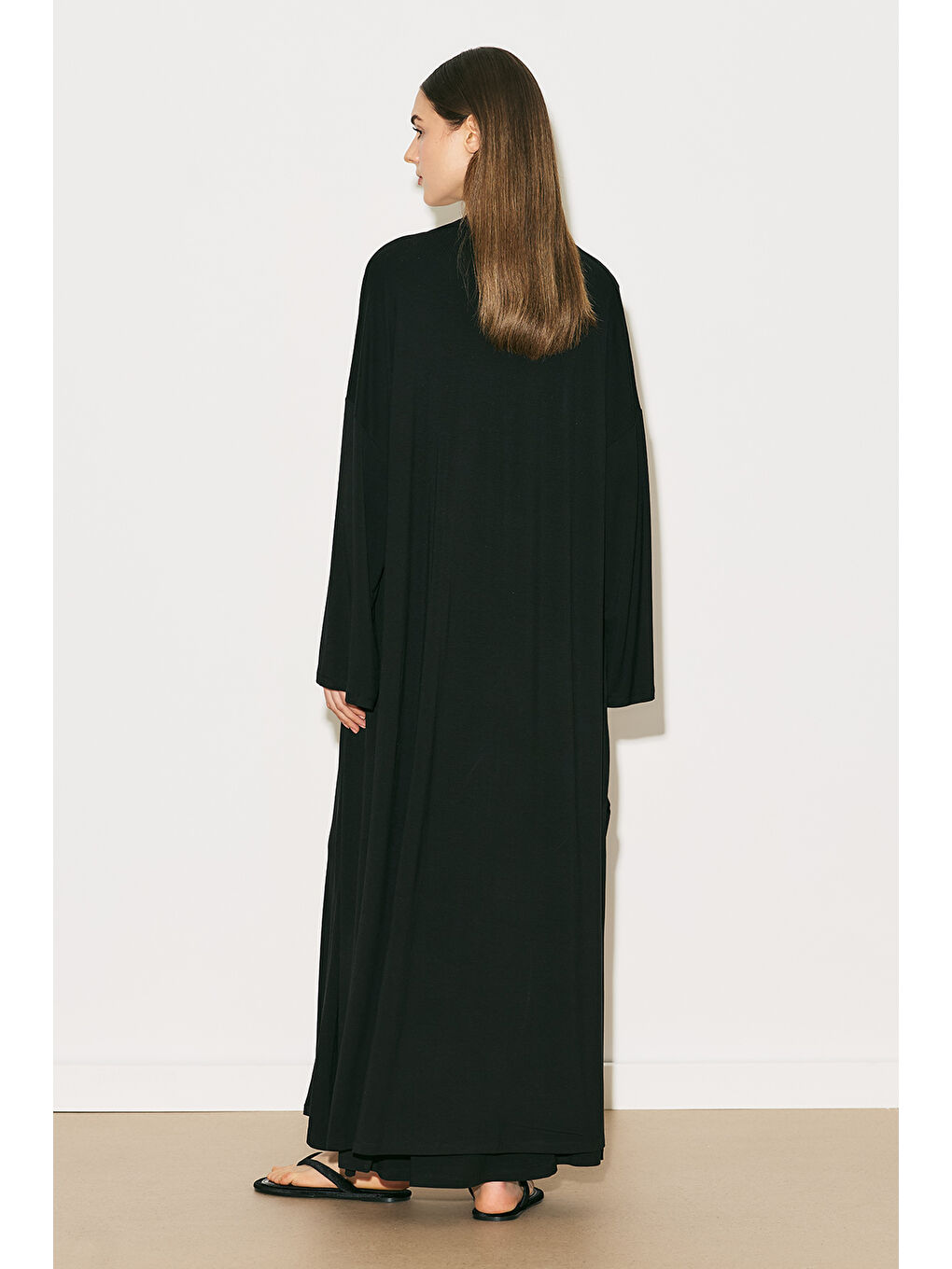 Easy Rahat Uzun Kimono Siyah-3