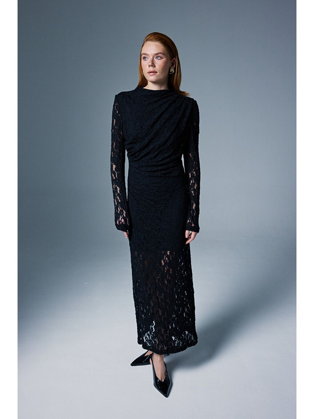 Dantel Elbise - Siyah-2