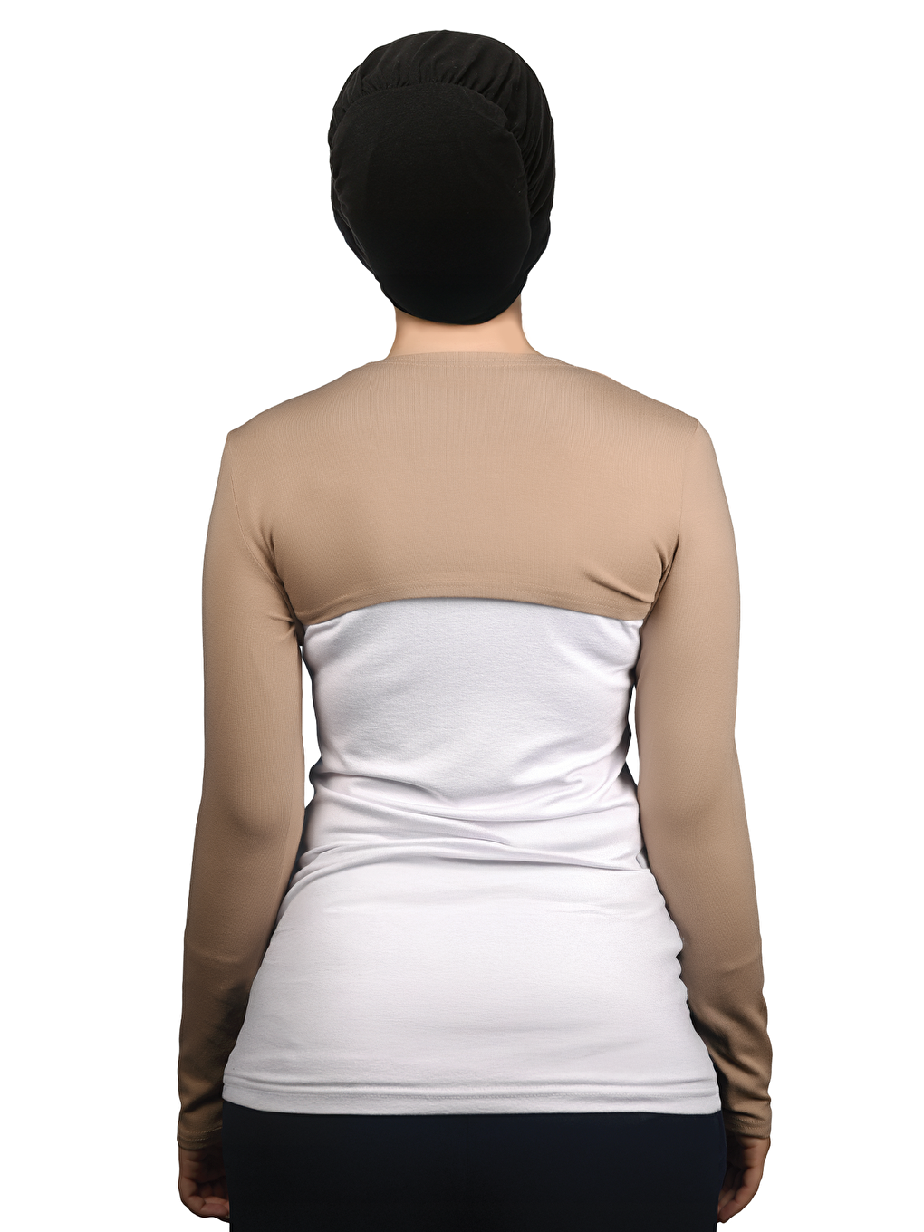 Bej Uzun Kollu Tesettür Bolero-3