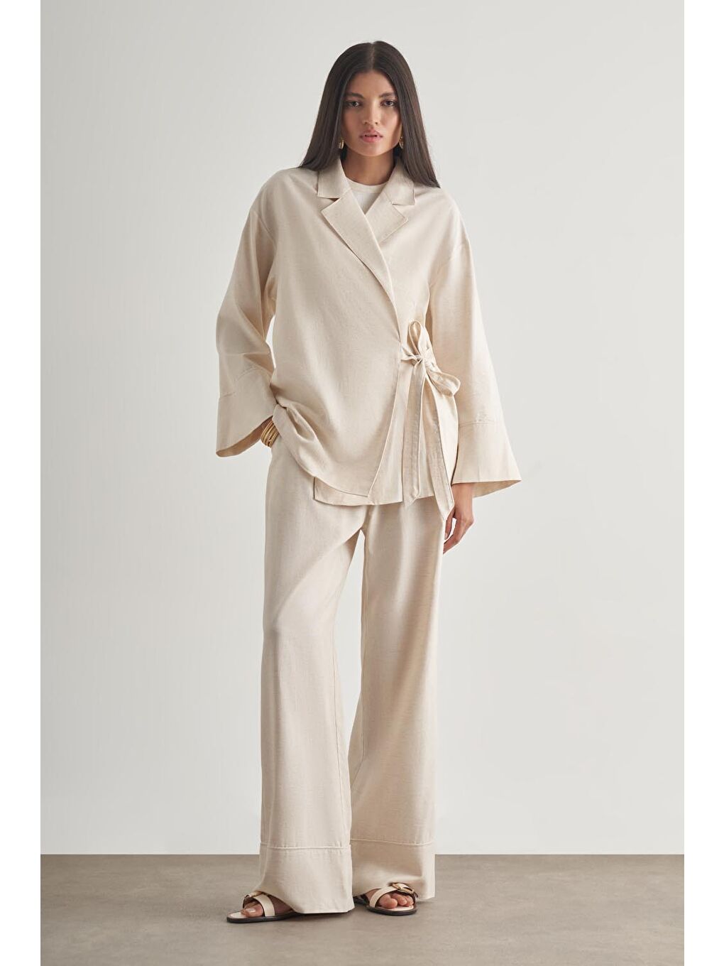 Modal Karışımlı Fermuarlı Bej Rengi Tunik-3