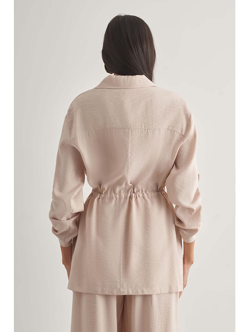 Modal Karışımlı Fermuarlı Bej Rengi Tunik-4