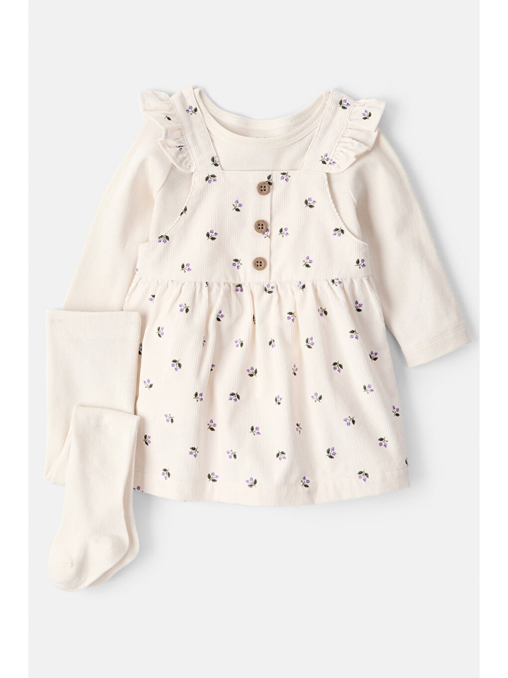 Kız Bebek Ekru Salopet Set