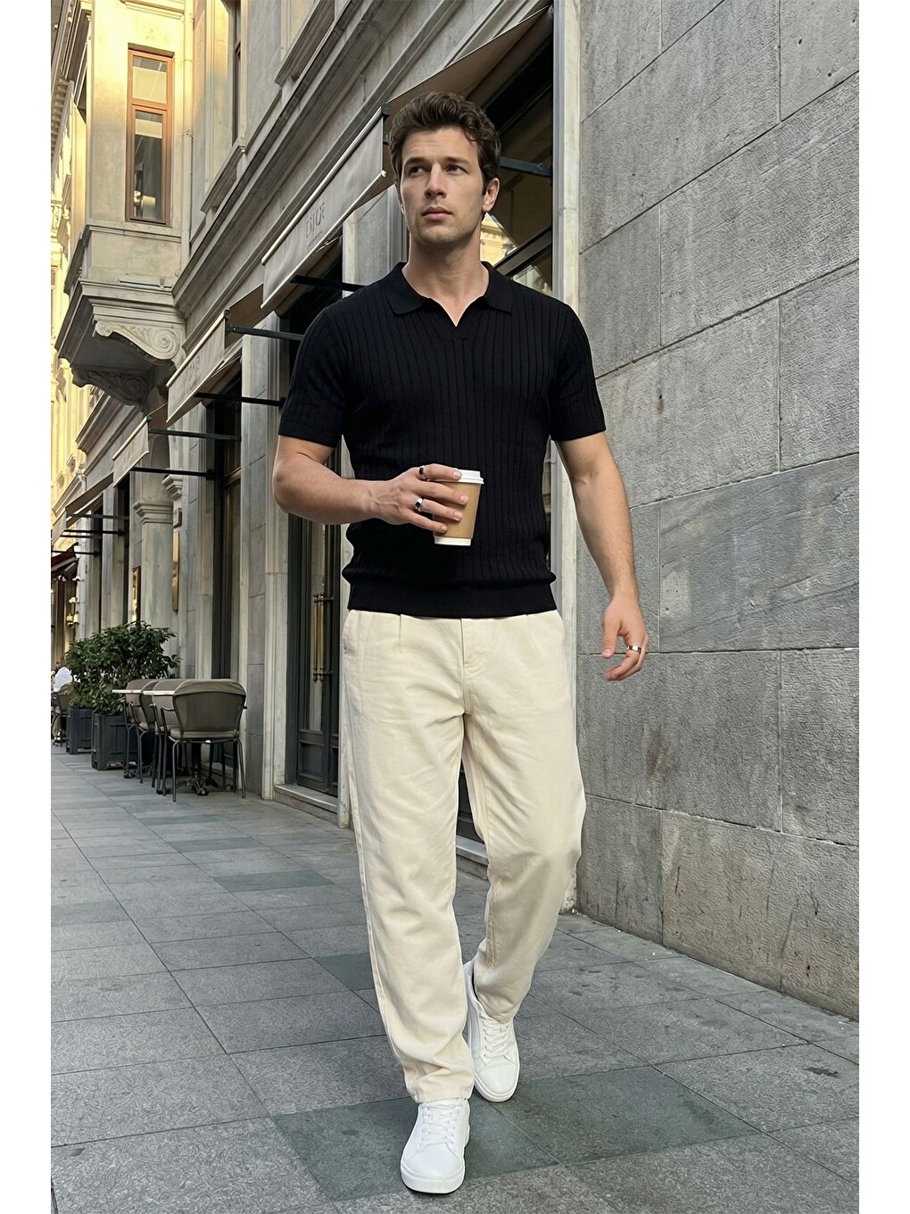 Siyah Sion Regular Fit Erkek Kısa Kol Triko Polo Yaka Tişört-1