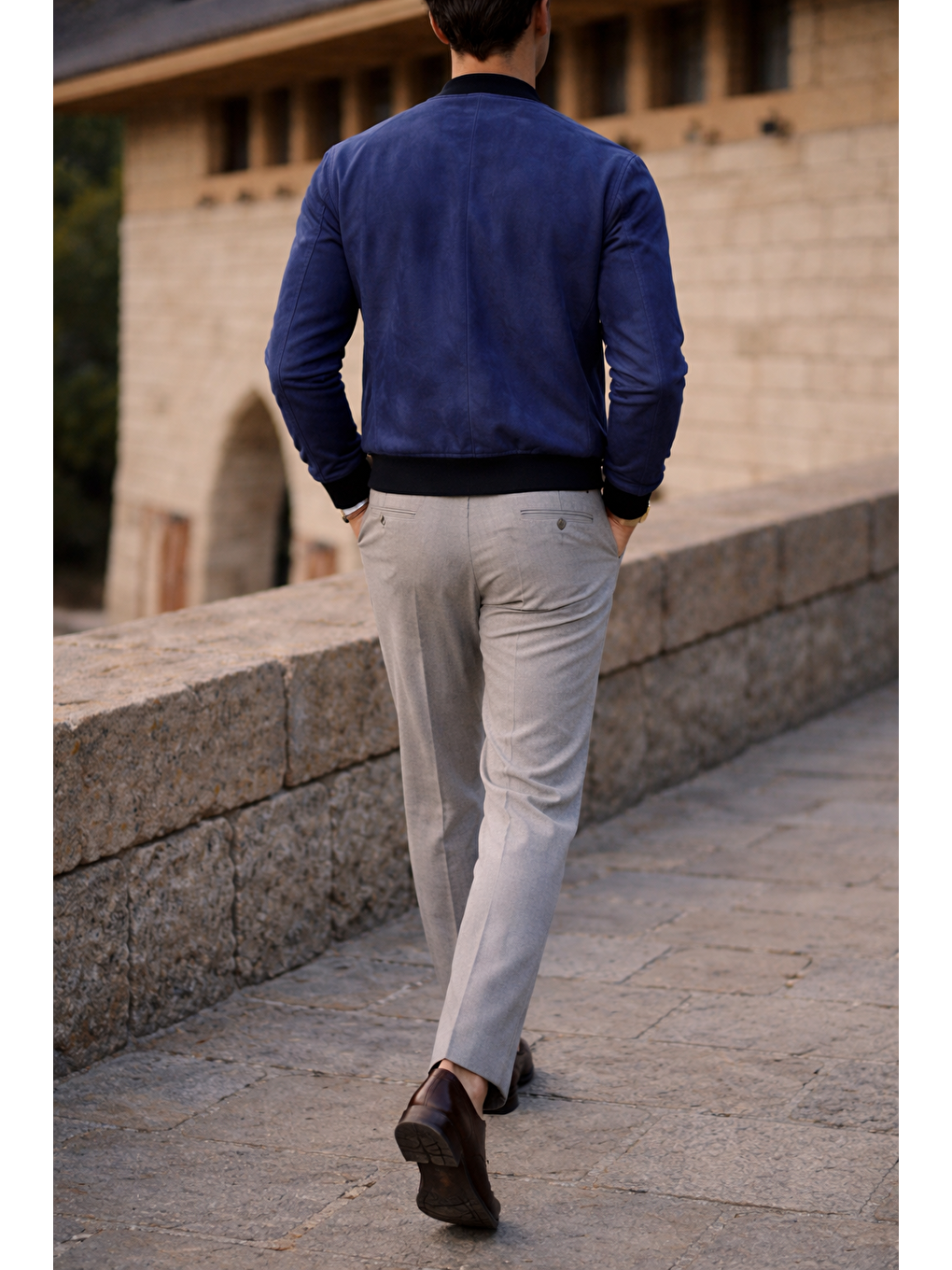 Erkek Smart Casual Lacivert Nubuk Ceket-5