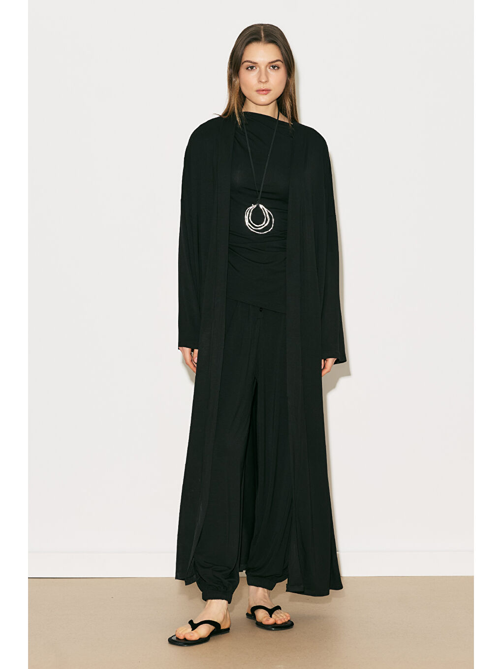 Easy Rahat Uzun Kimono Siyah-4