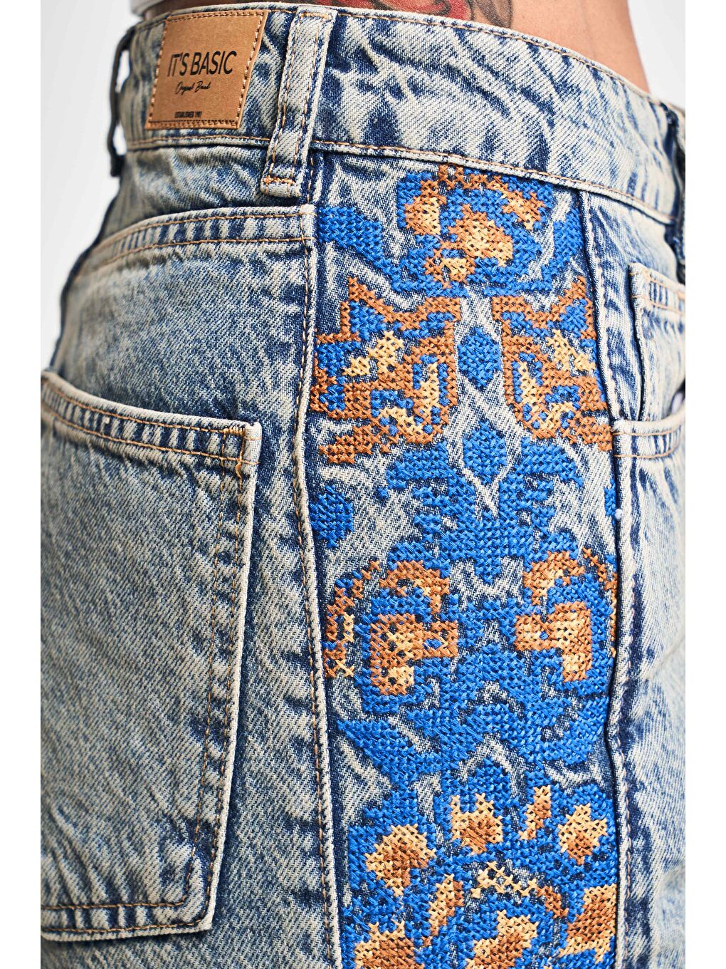 Mavi Kadın T.Kot Rengi 4S5-32 Yandan Nakışlı Straight Fit Yüksek Bel Tasarım Denim Jean-2