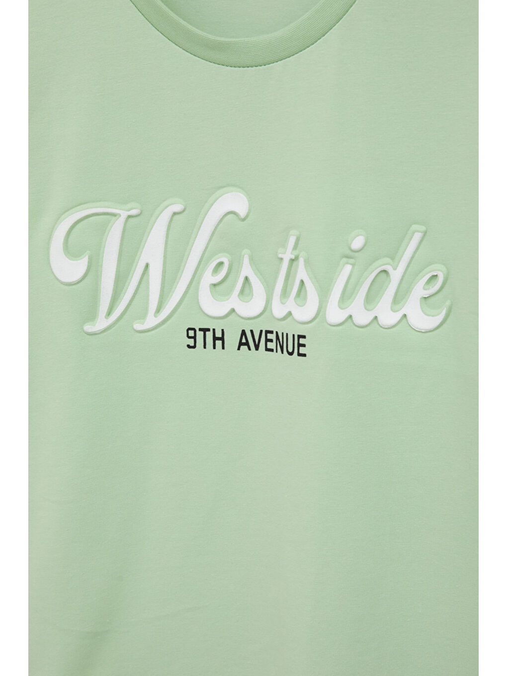 Yeşil West Side Kabartmalı Yazılı Kız Çocuk Bisiklet Yaka Tişört 20974-1