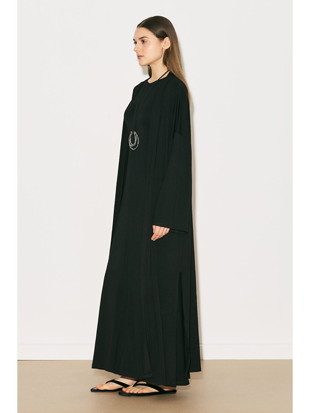 Easy Rahat Uzun Kimono Siyah-6